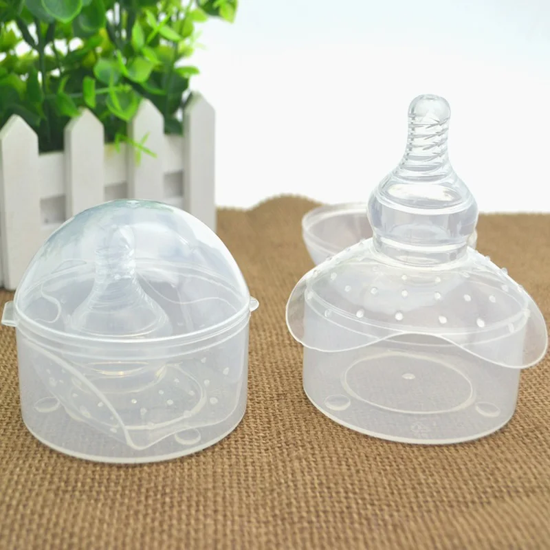 

Soft Silicone Nipple Shield Baby Breast Milk Feeding Protector Nursing Covers Pacifier Protective Cover Box Food Grade BPA free
