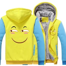 New Winter Jackets and Coats Funny face hoodie Anime Hooded Thick Zipper Men Sweatshirts