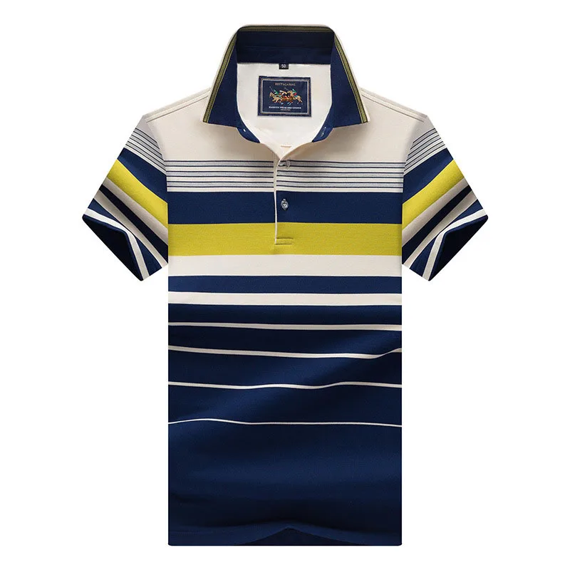 

Brand New Mens Polo Shirt Summer Male Short Sleeve Plus Size Cotton Striped Slim Fit Casual Polos Men Polo Shirts 3XL AF8206