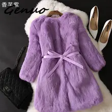 Genuo Autumn And Winter Large size Solid color Fur & Faux Fur Women 2019 New Casual Three Quarter sleeve Women Fur coat S-XXL casual women s satchel with zips and solid color design