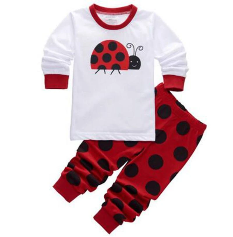 小売 子供パジャマセットガール服セット 2 7 子供の漫画てんとう虫 Pijamas セットパジャマフリースパジャマベビーロンパース服 P022 Ladybug Pijama Pajama Set Girlchildren Pajamas Set Aliexpress