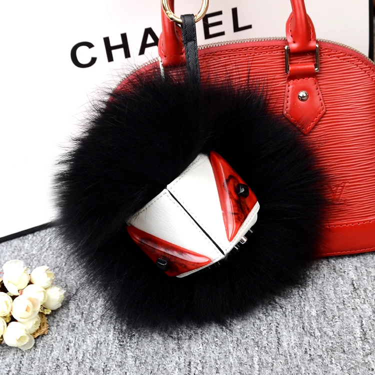 

2017 real anime pokemonfur key chains pom pom round fur animal monster charm grimace backpack pendant for women's bag pendant