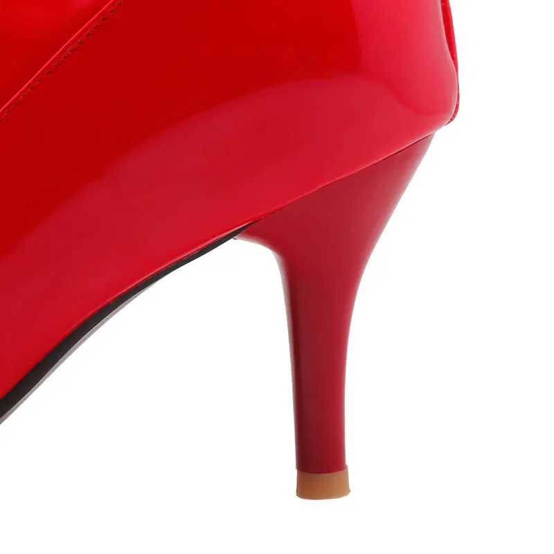 2019 Fashion Patent Leather Knee High Boots Women's Sexy Thin High Heels Pointed Toe Zipper Autumn Winter Shoes Woman Size 34-43