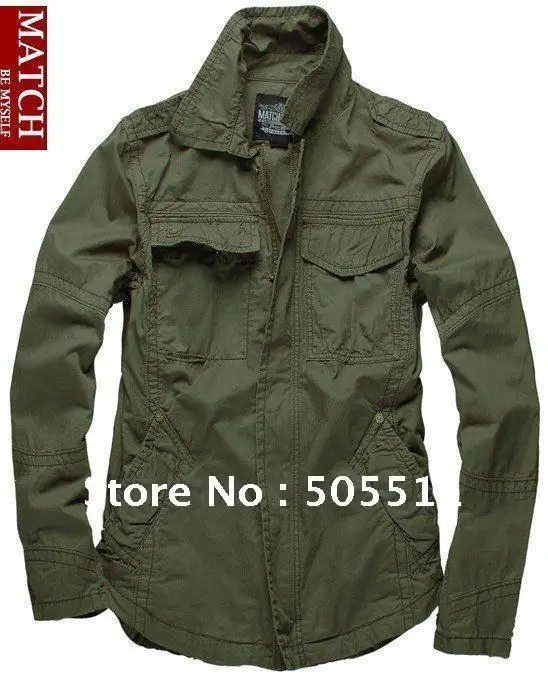 Holiday sale 100 cotton men's army green jackets military style