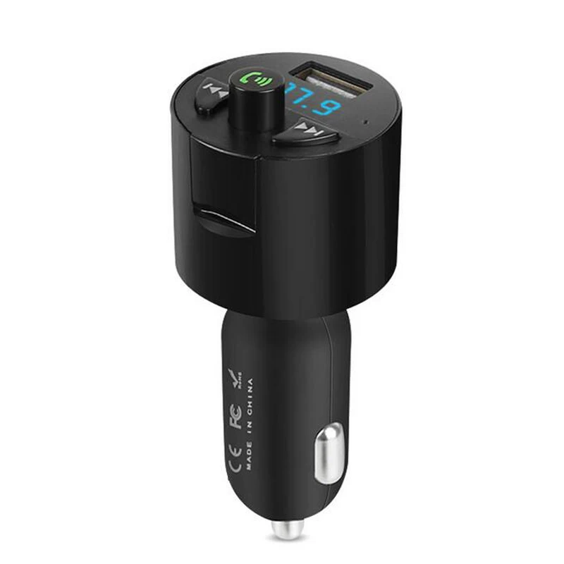 

Rotation Bluetooth Car Kit Hands Free Wireless FM Transmitter Audio MP3 Music Player Handsfree Call 5V 2.1A USB Car Charger