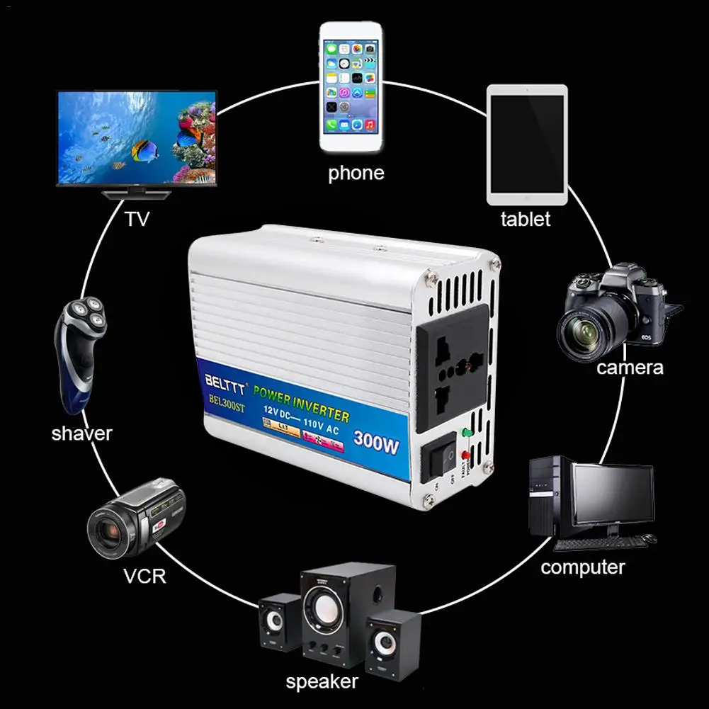 Автомобильный 300 Вт Инвертор 12 В/24 В к AC 220 вольт USB модифицированный синусоидальный цифровой автомобильный преобразователь заряда трансформатор