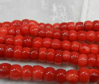 New 4x8mm Red Natural Coral Abacus Loose Bead necklace 18"
