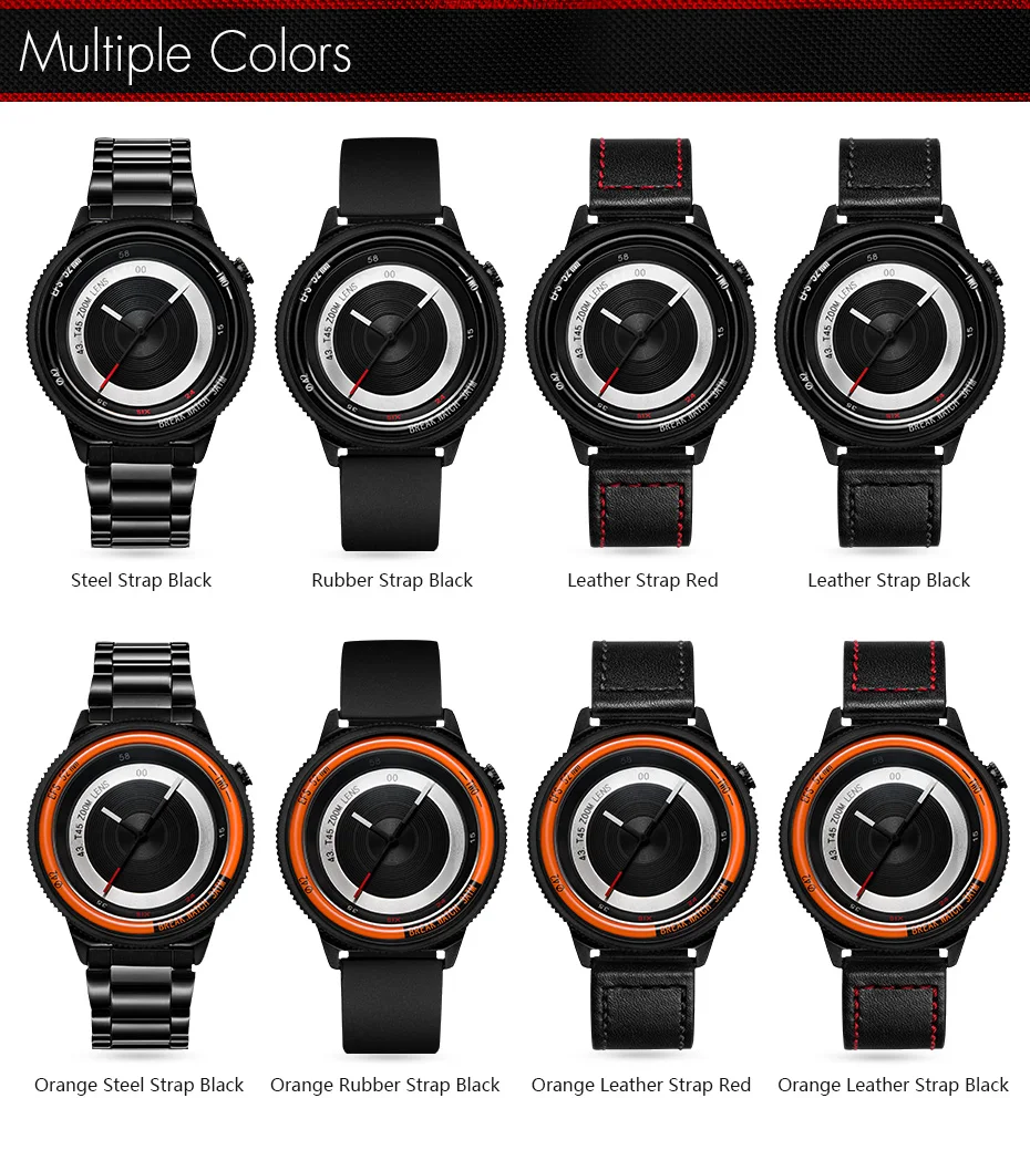 Break Orange модные повседневные мужские кварцевые часы Relojes из нержавеющей стали мужские наручные часы водонепроницаемые мужские часы черные