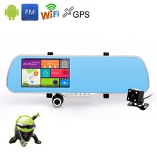 5″ IPS Touch Android 4.4 DVR Car Rearview Mirror Dual Lens 2 DVRS Full HD 1080P Dash Cam GPS Navigation Parking Video Recorder