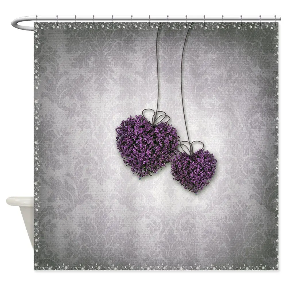 

Purple Hearts Decorative Fabric Shower Curtain