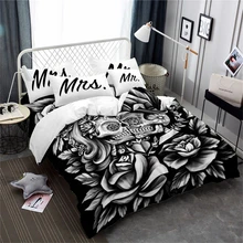 3D Bedding Set Rose Sugar Skull Duvet Cover Set Mr Mrs Print Pillowcase Halloween Valentine's Day Couples Quilt Cover 3Pcs 3D Bedding Set Rose Sugar Skull Duvet Cover Set Mr Mrs Print Pillowcase Halloween Valentine's Day Couples Quilt Cover 3Pcs