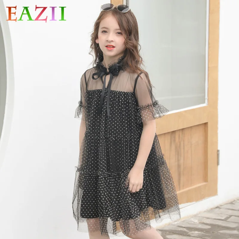 

EAZII Summer Girl Dress Half Sleeve Kids Children Dress Girls Tulle Polka Dot Dress Summer Princess Dresses Girls Party Clothes