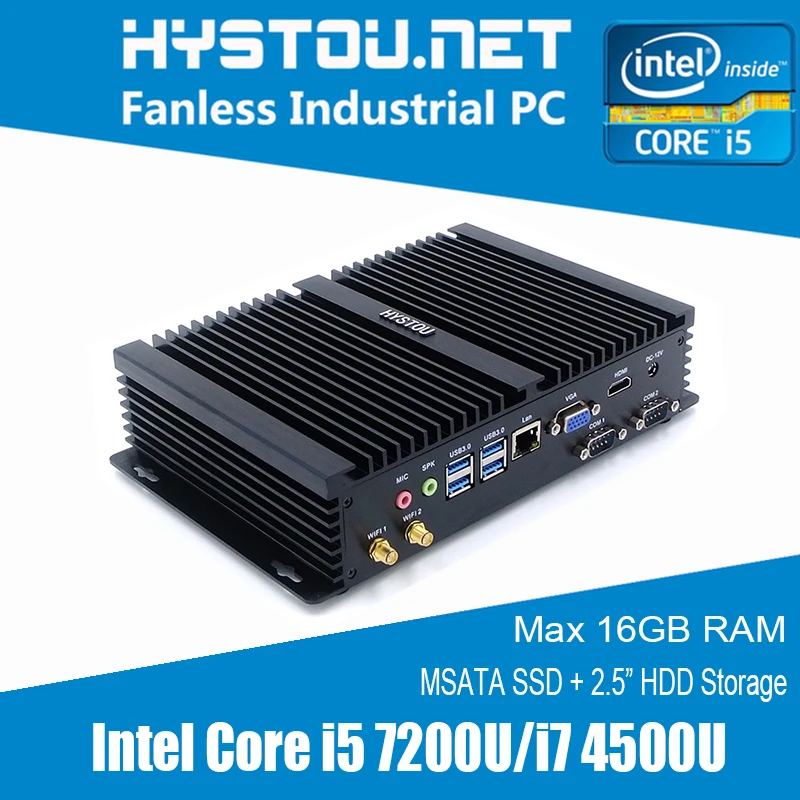 

Industrial PC Core i5 7200U 2 RS232 COM Fanless Mini PC windows 7/ 10 linux HDMI VGA HTPC Intel Core i7 mini Computer i3 7100U