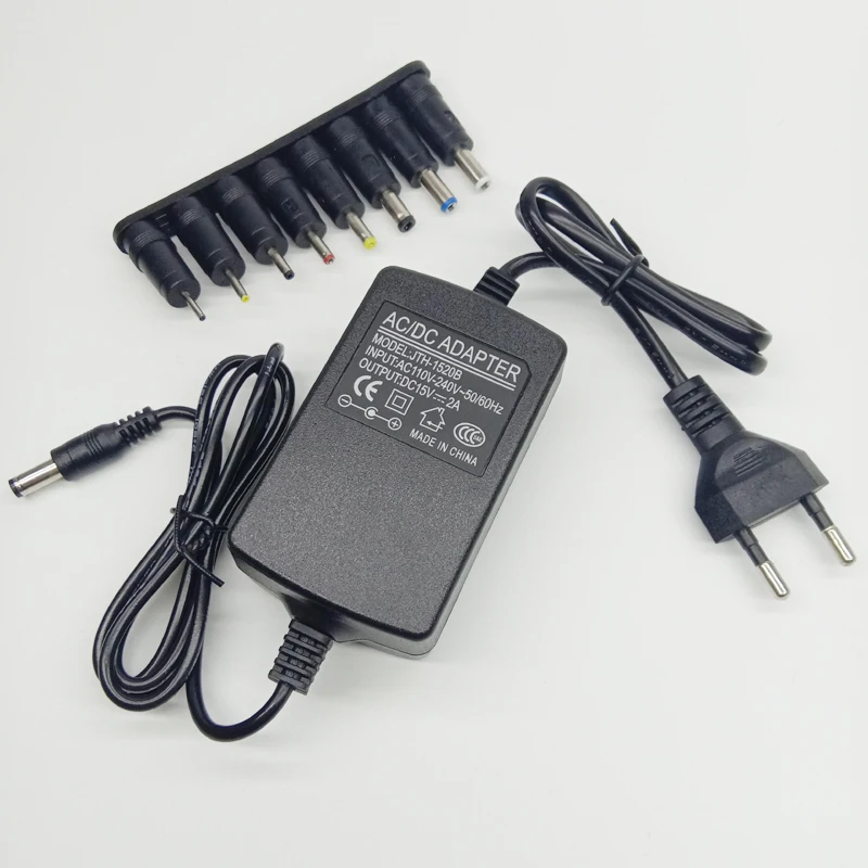 

US EU Plug Power Supply Adapter DC 15V 2A Adaptor DC 15 Volt 8pcs DC Power Supply Jack Adapter Connector Male Plug Socket