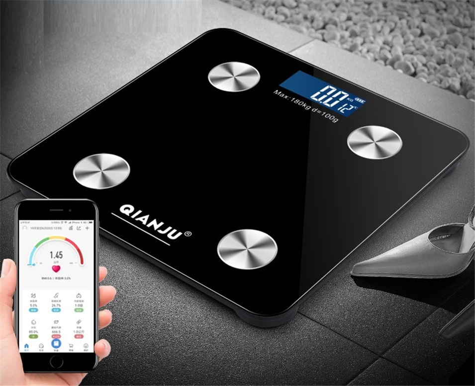 Продажа 2018 весы для тела и жира, умный электронный светодиодный весы для ванной, Bluetooth, приложение для Android или IOS