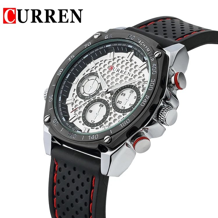  Curren sports Military watch Brand DIAL CLOCK HOURS HAND BLACK LEATHER STRAPS MENS WRIST WATCH 3ATM
