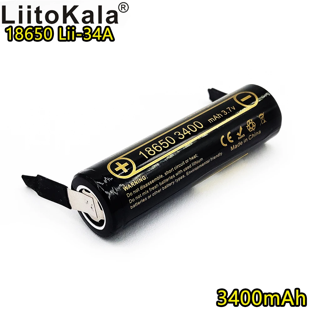 

Liitokala new lii-34A 18650 battery 3400mAh large capacity 3.7V lithium ion rechargeable battery li ion DIY nickel belt