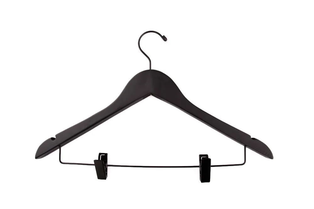 Роскошный толстый черный деревянный костюм вешалка с прищепками, костюм для одежды и брюк(2 шт./лот