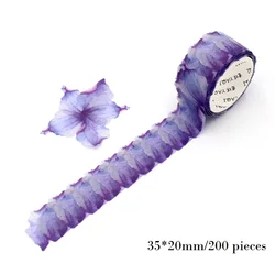 Ruban adhésif Washi plantes fleurs (35x20mm), 200 pièces/rouleau, papier décoratif pour carnet de notes, mignon Kawaii 