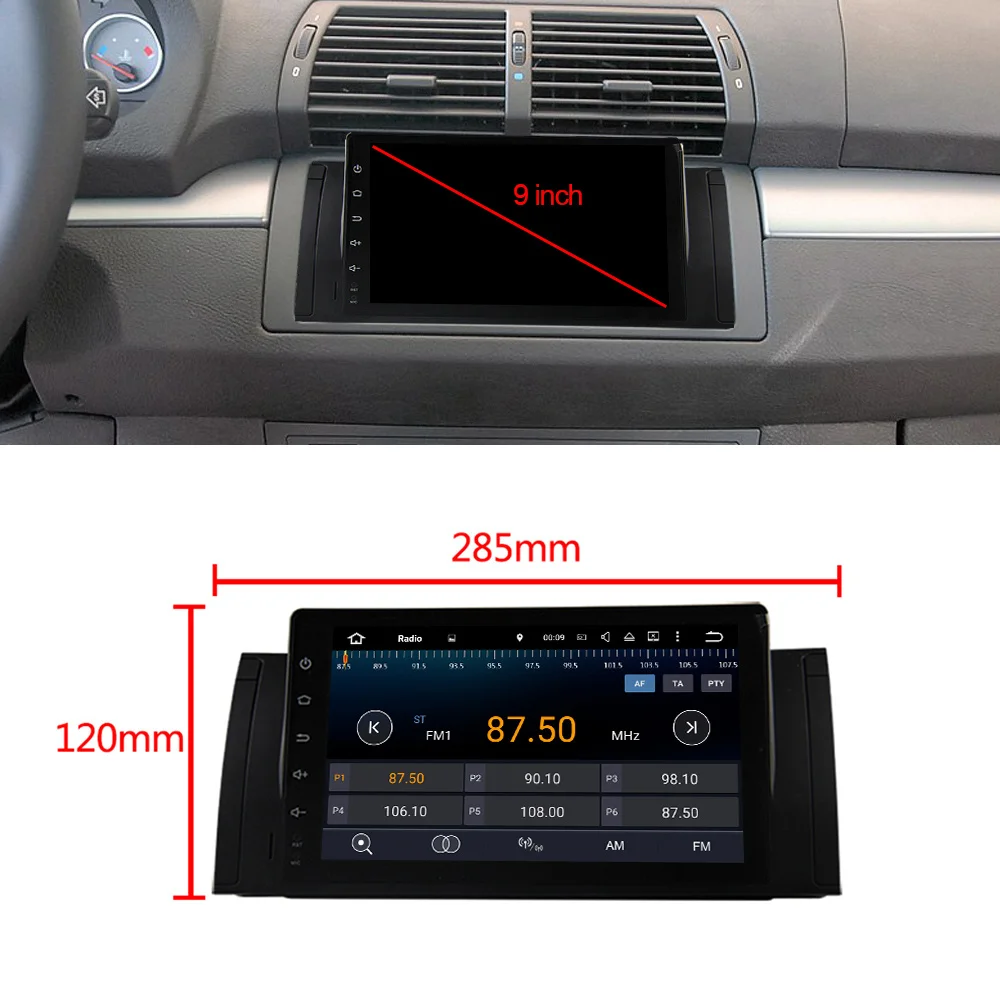 Top Eunavi Quad Core 9 inch Android 9.0 PC 1 Din Car Radio GPS Radio Stereo For BMW E53 E39 X5 Support TV 3G WiFi OBD DVR Bluetooth 1