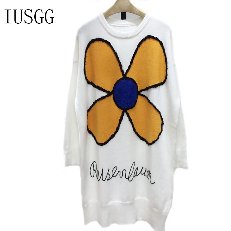 

Sweater Tops Women 2019 Autumn Winter Long Sleeve O-Neck Pullovers Embroidery Geometric Print Women Loose Female Streetwear