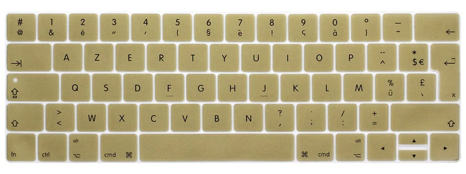 Clavier AZERTY раскладка силиконовая клавиатура чехол для нового Macbook Pro 13 15 с сенсорной панелью A1706 A1707 A1989 A1990 защита кожи - Цвет: Золотой