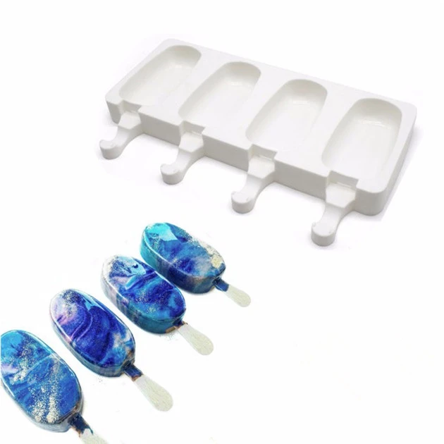 Silicone Frozen Ice Cream Mold Juice Popsicle Maker Ice Lolly Pop Mould 4 Cell Silicone Frozen Ice Cream Mold Juice Popsicle Maker Ice Lolly Pop Mould 4 Cell