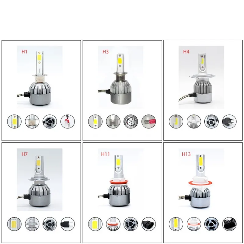 2X H7 светодиодный H4 автомобилей головной светильник s 36 Вт 3800lm Автомобильный светодиодный светильник лампы H1 H8 H9 H11 автомобилей фары 6000K светодиодный 12v Противотуманные огни C6 светодиодный
