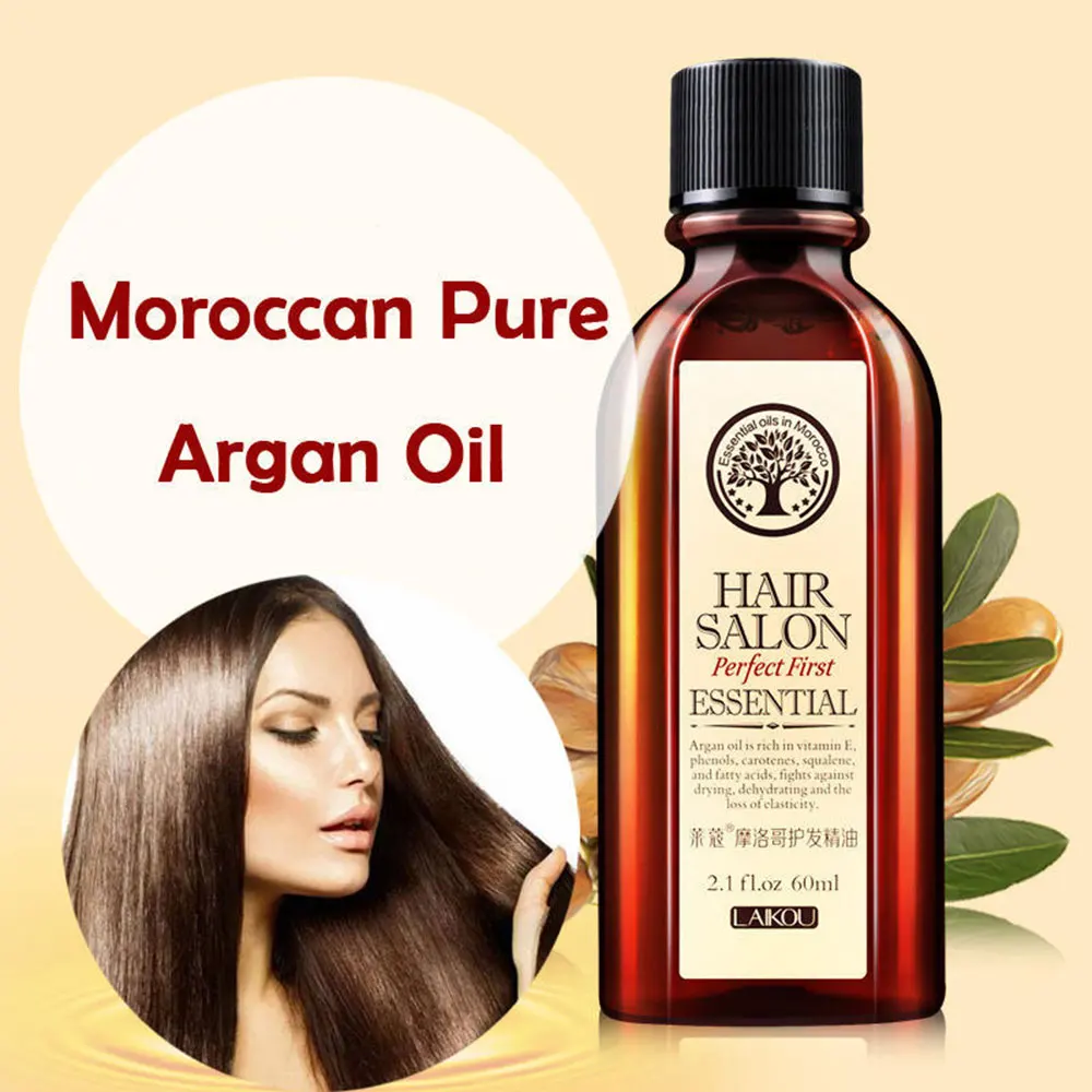 LAIKOU 60 мл марокканское чистое аргановое масло для волос эфирное масло для ухода за волосами и кожей головы лечение сухих волос увлажняющие мягкие блестящие волосы