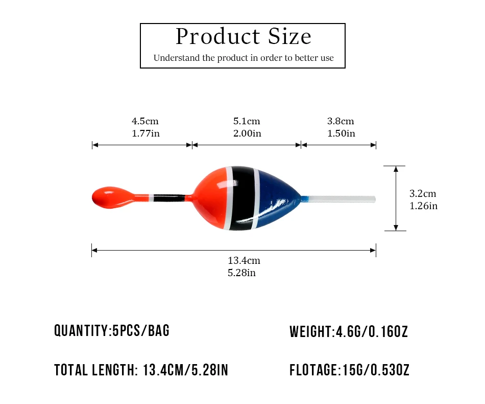 5 шт. " x 5,28" 1," x 4,8" скольжения поплавок для Crappie бас карп рыбалка скольжения Дрифт трубка деревянные Рыболовные Поплавки-бобберы