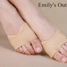 Для женщин Балетные костюмы танец живота для ног стринги танец Тапочки в виде лап половина подошва с инкрустацией бриллиантами размеры 34–41(us3.5-10.5