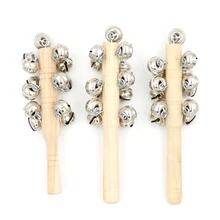 Горячая детский игрушечный музыкальный инструмент Детские развивающие Мультяшные деревянные погремушки Игрушка детская ручка деревянная активность колокольчик погремушка