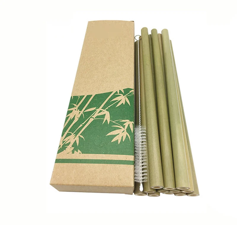

Useful 12pcs/set Bamboo Drinking Straws Reusable Eco-Friendly Party Kitchen + Clean Brush for Drop Shipping wholesale