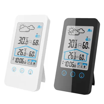 

1pc Indoor and Outdoor Electronic Digital Thermometer Digital Meter Humidity Meter Weather Forecast Snooze Reminder Calendar