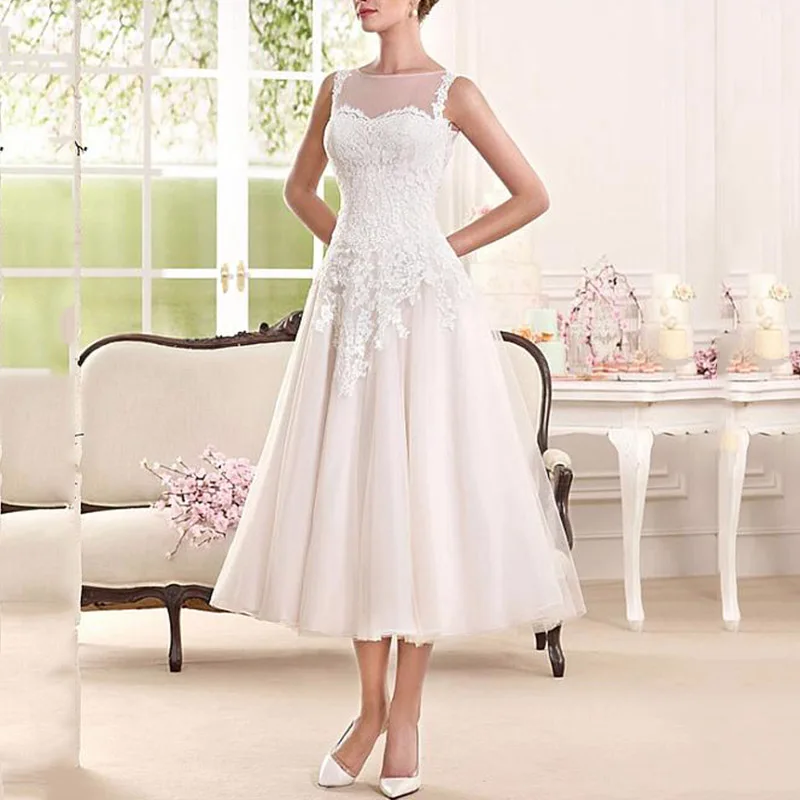 2017 Халат Де Mariage Новый Белый/Слоновая Кость Короткое Свадебное Платье