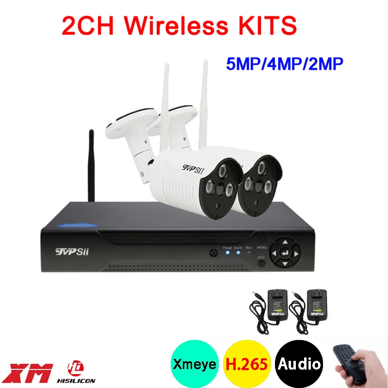 

5mp/4mp/2mp Three array Infrared ICsee Waterproof H.265+ 25fps 2CH 2 Channel WIFI Wireless IP Camera kits Free Shipping