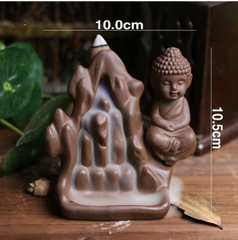 

Ceramic Buddhist Buddha Smoke Backflow Cone Holder Incense Burner & 7 CONES