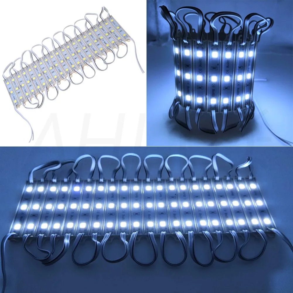 20 шт 5050 3 светодиодный модуль освещения для знака DC 12 V Водонепроницаемые суперяркие светодиодные модули SMD Холодный белый/теплый белый/синий/красный цвет