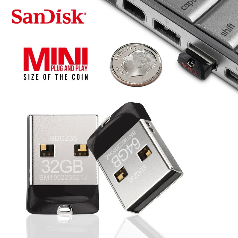 SanDisk CZ33 USB флешка мини-накопитель 8 ГБ 16 ГБ 32 ГБ 64 ГБ USB 2,0 Флешка USB флеш-накопитель Поддержка официальной проверки