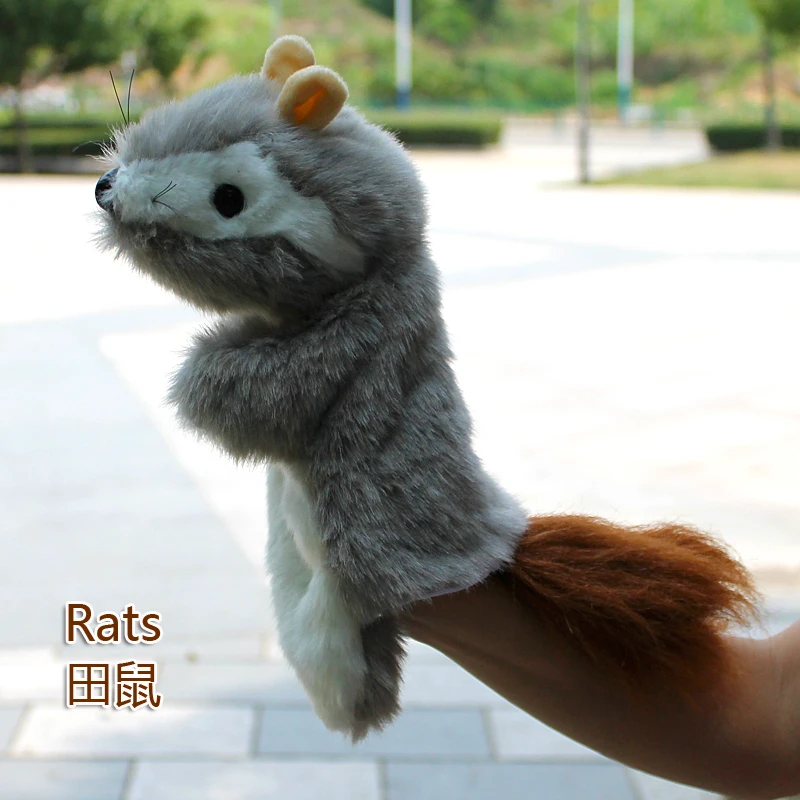 

Candice guo! Baby plush toy animal hand puppet cute gray rats baby placate toy telling story birthday gift 1pc