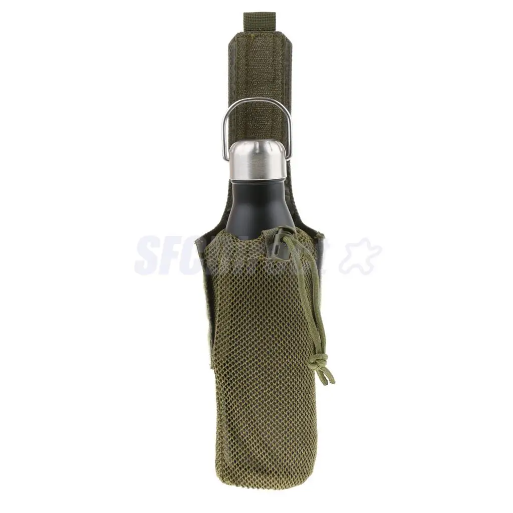 Outdoor Foldable Mesh Water Bottle Carrier Drinking Bottle Pouch Molle Bag Holder for Hunting Fishing Vest Belt