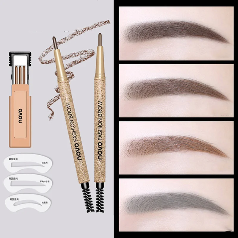 

automatic Double Ended Super Slim Round Head Eyebrow Pencil Eyebrow Brush Waterproof Tattoo Eyebrow Fine Sketch microblading