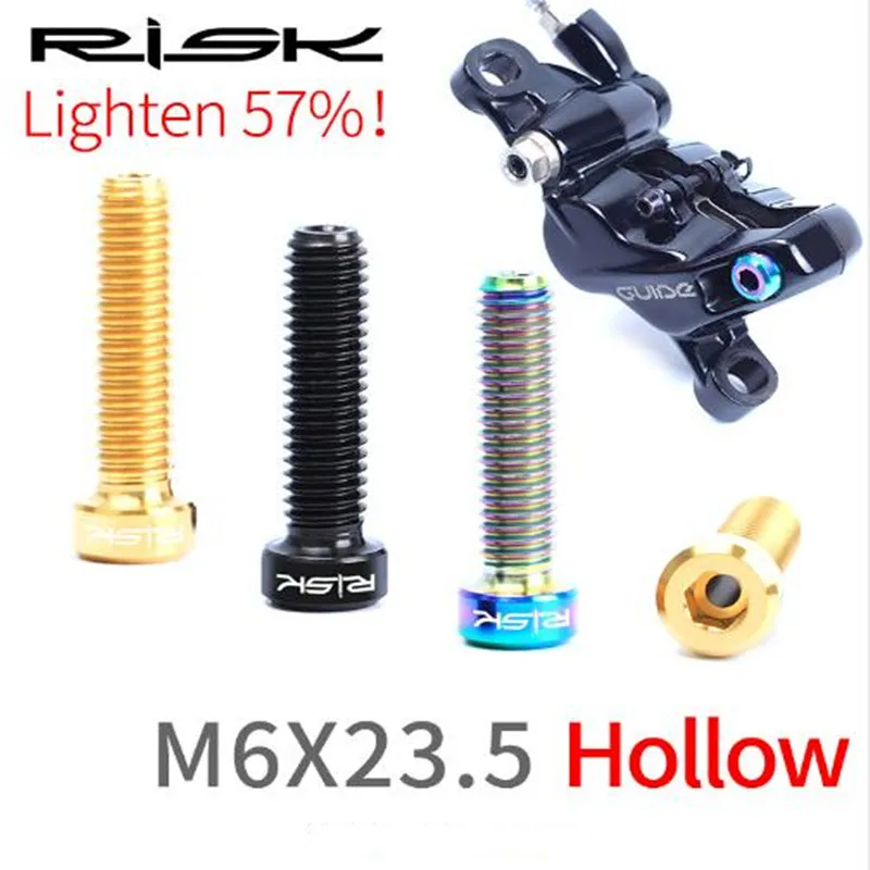 

RISK M6x23.5 Titanium Alloy Hollow Bolts MTB Oil Disc Fixed Screw For Deore Guide XT Separate Oil Cylinder Bicycle Accessories