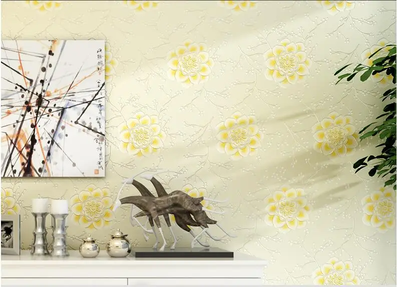 Waliicorners wallpaper High-grade flocking embossed non-woven wallpaper thickened cozy romantic wedding room background wallpaper 7 QQ20180115231217