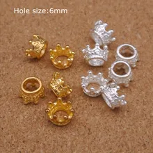 30 шт./лот Серебряная Золотая Корона дредлок Dread оплетка Клипсы из бисера манжета украшение "Кольцо" 6 мм отверстие