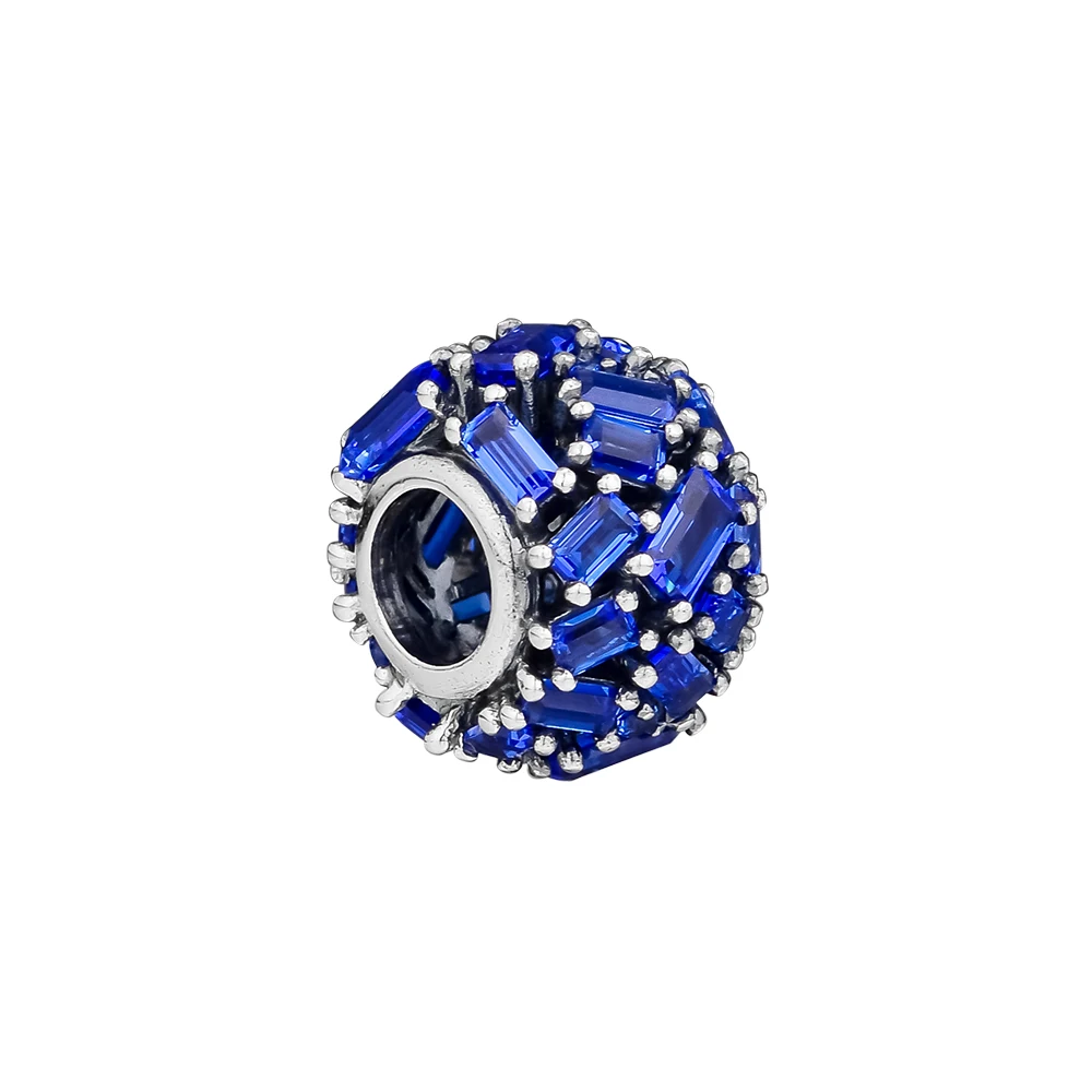 

CKK 925 Sterling Silver Blue Chiselled Elegance Charm Beads Original Jewelry Making Fits For Bracelets & Bangle