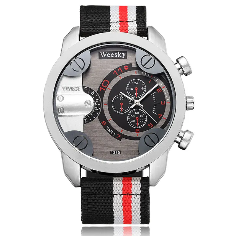 

Canvas Mens Watch Sport Military With NATO Nylon Strap Quartz Men Wrist Watch Big Dial Steel Male Clock Hours relogio masculino