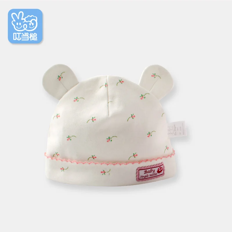Cream printing Dinstry новорожденная детская шляпа Детская шляпа 0-3-6-12 месяцев весна и осень ребенок мальчик девочка шляпа - Цвет: Cream printing