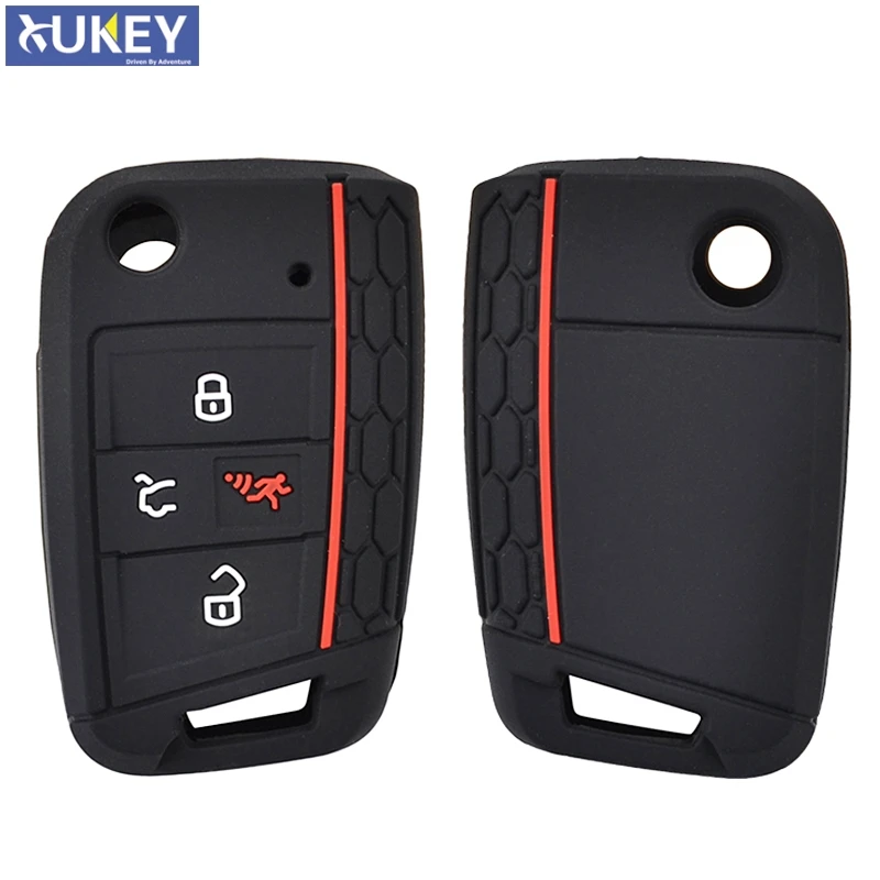 

4 Button Silicone Car Remote Key Fob Shell Cover Case For VW Golf 7 Skoda Octavia Atlas Skin Holder Protector 2016 2017 2018