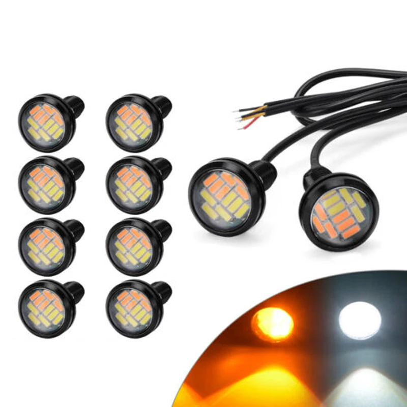 Hlxg 23 мм 12SMD Авто Eagle Eye Led DRL 12V Дневной светильник для вождения белый желтый
